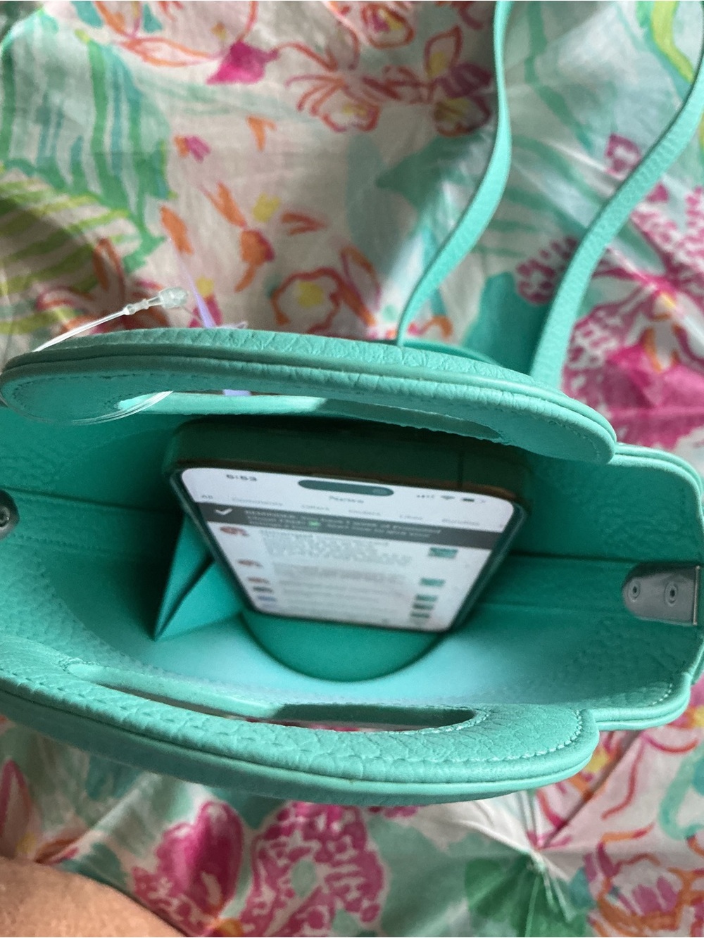 Tiffany & Co. Aqua Pebbled Leather Heart-Top Crossbody Bag - Picture 8 of 8
